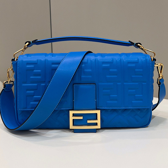 Fendi Baguette Leather Bag Blue F0192