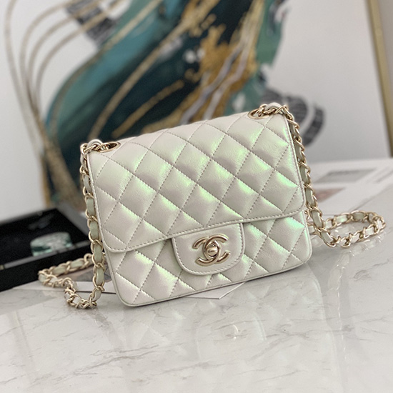 Classic Chanel Lambskin Mini Flap Bag White CF1115