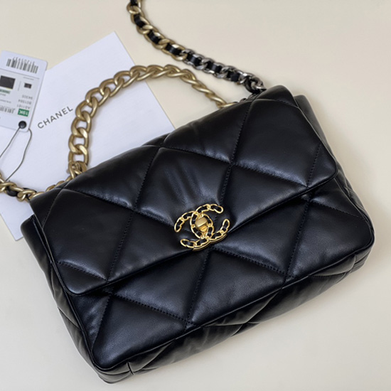 Chanel 19 Lambskin Large Flap Bag Black AS1161