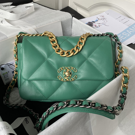 Chanel 19 Lambskin Flap Bag Green AS1160