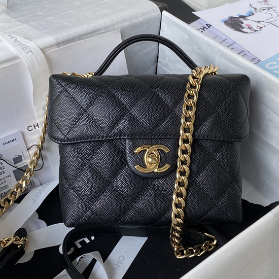Chanel Grained Calfskin Handbag Black AS3729