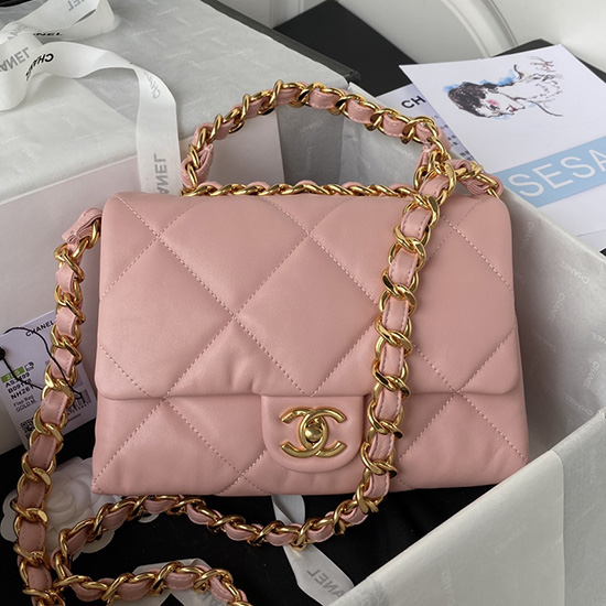 Chanel Lambskin Flap Shoulder Bag Pink AS3499