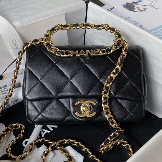 Chanel Lambskin Small Shoulder Bag Black AS3749