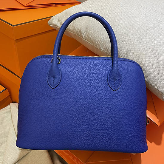 Hermes Bolide Clemence Leather Tote Bag Blue Electric HB12601
