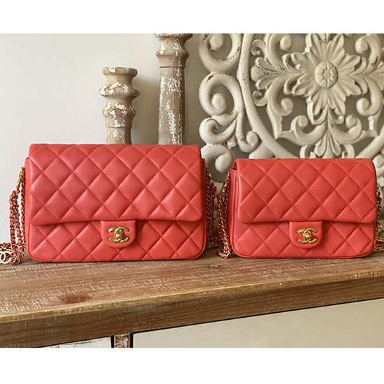 Small Chanel Lambskin Flap Bag Red AS3757