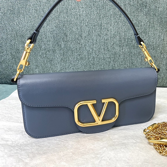 Valentino Loco Calfskin Shoulder Bag Blue V1133L