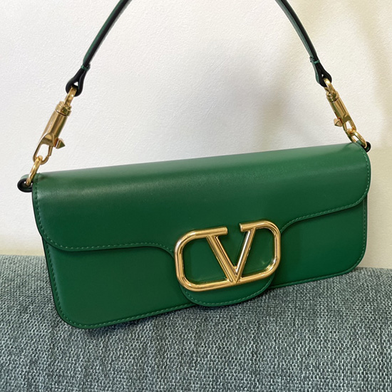 Valentino Loco Calfskin Shoulder Bag Green V1133L