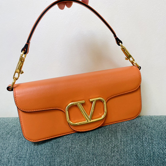 Valentino Loco Calfskin Shoulder Bag Orange V1133L