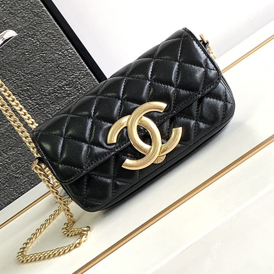 Small Chanel Lambskin Flap Bag Black AS3207