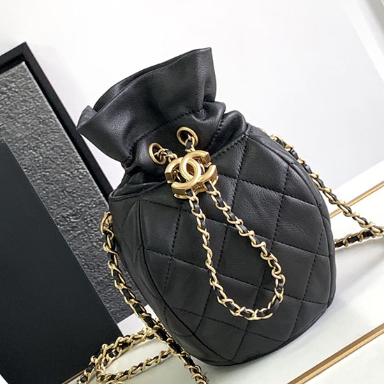 Chanel Lambskin Shoulder Bag Black AS2323