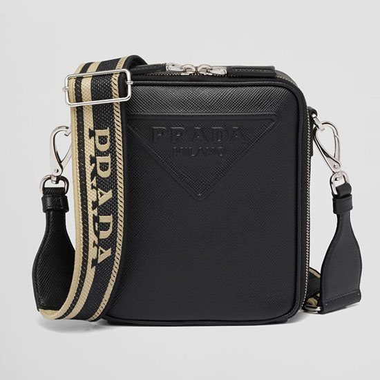 Prada Saffiano Leather Shoulder Bag Black 2VH154