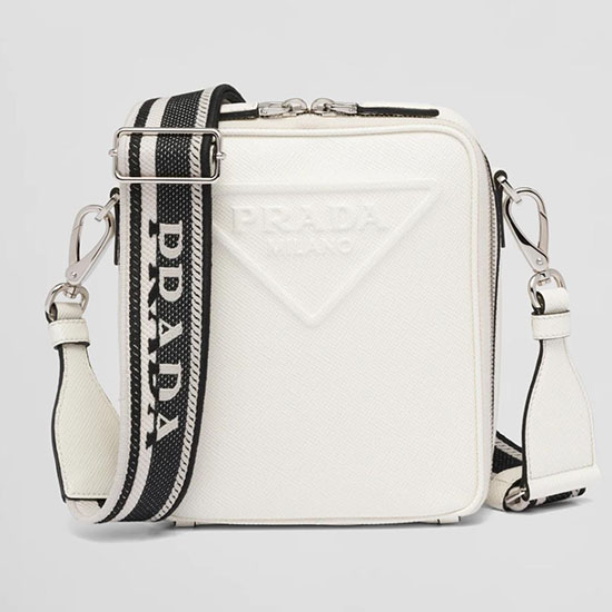 Prada Saffiano Leather Shoulder Bag White 2VH154