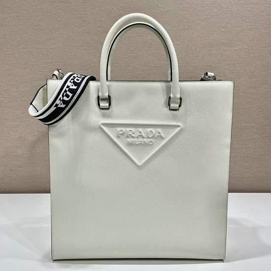 Prada Saffiano Leather Tote Bag White 2VG084