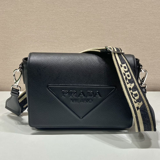 Prada Saffiano leather shoulder bag Black 2VD046