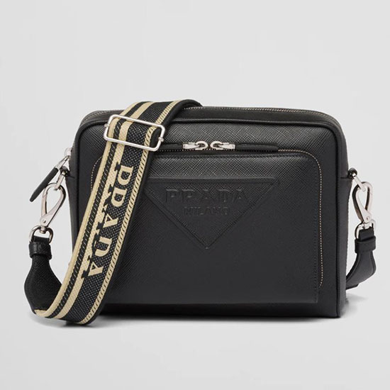 Prada Saffiano leather shoulder bag Black 2VH152