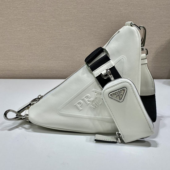 Prada Triangle leather shoulder bag White 1BH190