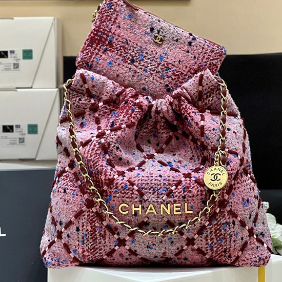 Chanle Tweed Medium 22 Bag Pink AS3261