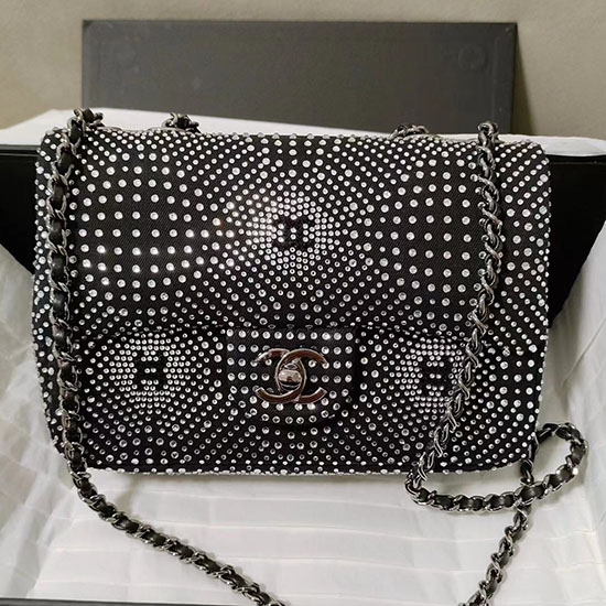 Chanel Small Flap Evening Bag With Crystal Black AS2320