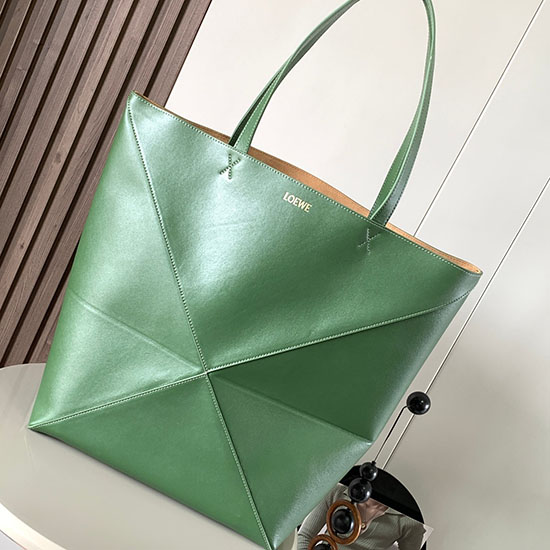 Loewe Large Puzzle Fold Tote Green L9033