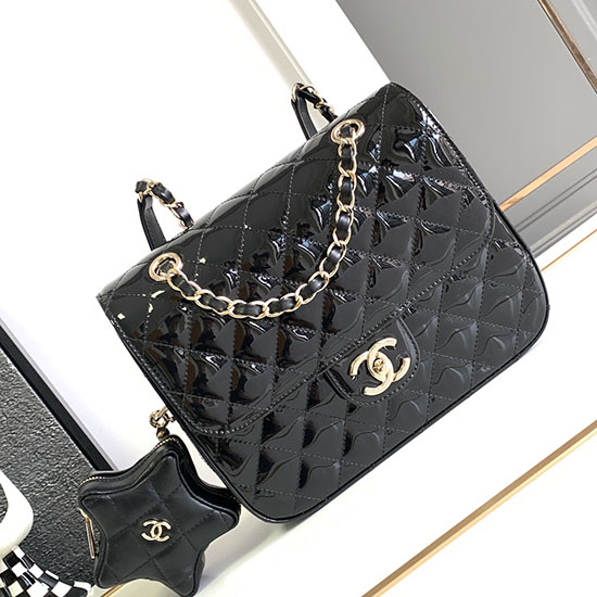 Chanel Backpack & Star Coin Purse Black AS4649