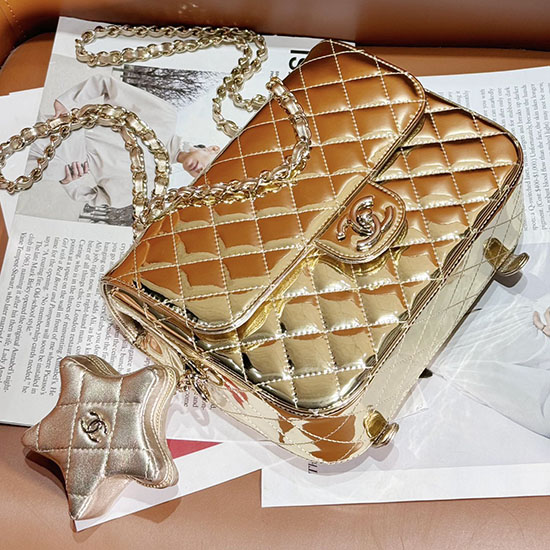 Chanel Backpack & Star Coin Purse Gold AS4649