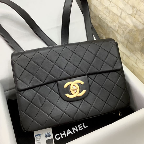 Chanel Black Quilted Lambskin Jumbo Flap Backpack AS1102