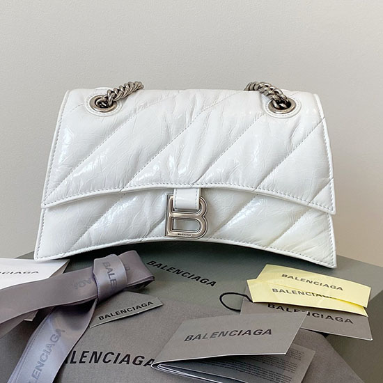 Balenciaga Crush Small Quilted Chain Bag White B716351