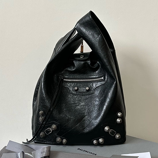 Balenciaga Leather Le Cagole Shopper Bag Black B780976