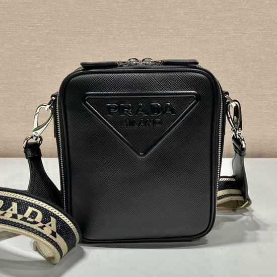 Prada Saffiano leather shoulder bag Black 2VH154