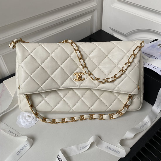 Chanel Lambskin Hobo Bag White AS4777