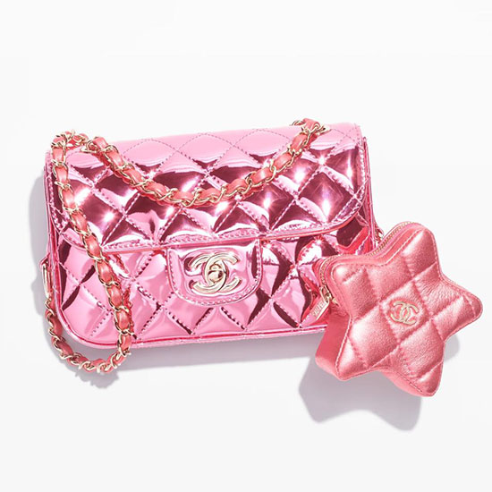 Mini Chanel Flap Bag Star Coin Purse Pink AS4646
