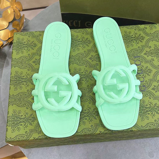 Gucci Interlocking G Slide Sandals Green 780307